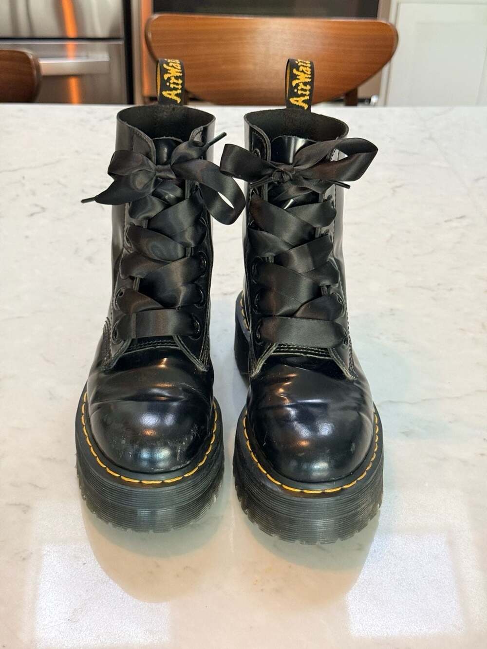 Dr. Martens Molly Leather Platform Quad Boots Womens 8 - Picture 4 of 9